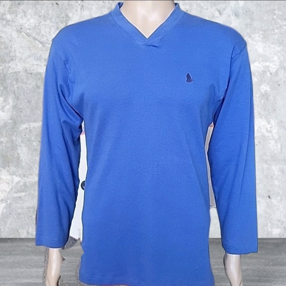 Givenchy Sweater Mens Large Blue Cotton Blend Pullover V-Neck Dad Preppy